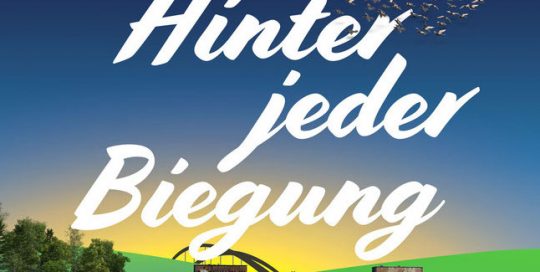 Titel “Hinter jeder Biegung” - Eine HörRadReise von Eilenburg nach Bad Düben und umgekehrt, eine Illustration als Hintergrundbild